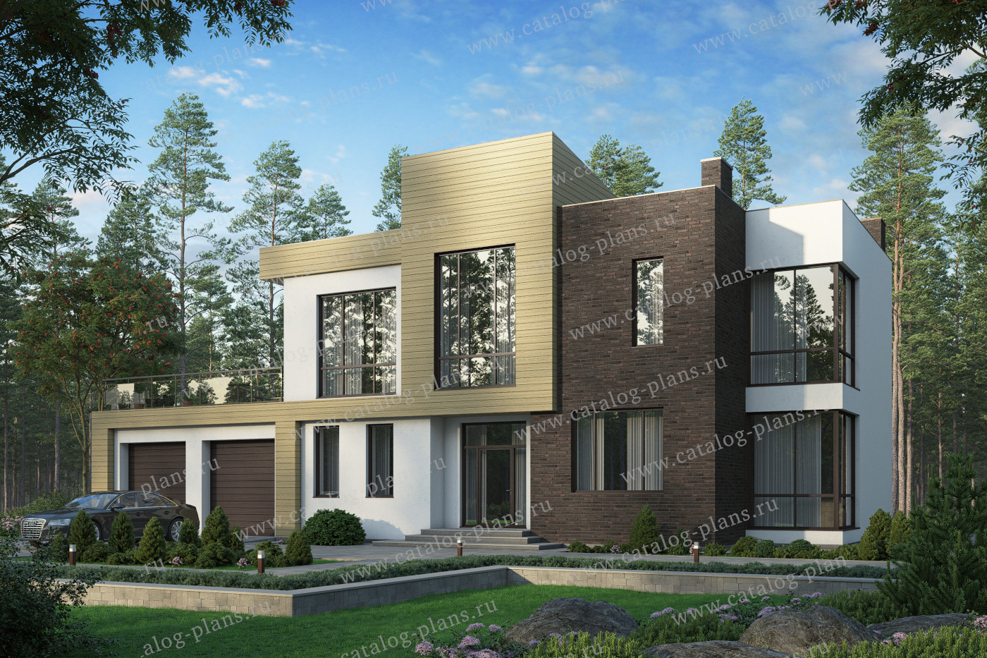Проект 40-86DAL, жилой дом, материал - поризованный керамический блок 510, количество этажей - 2, архитектурный стиль - хай-тек, фундамент - свайно-ростверковый ж/б