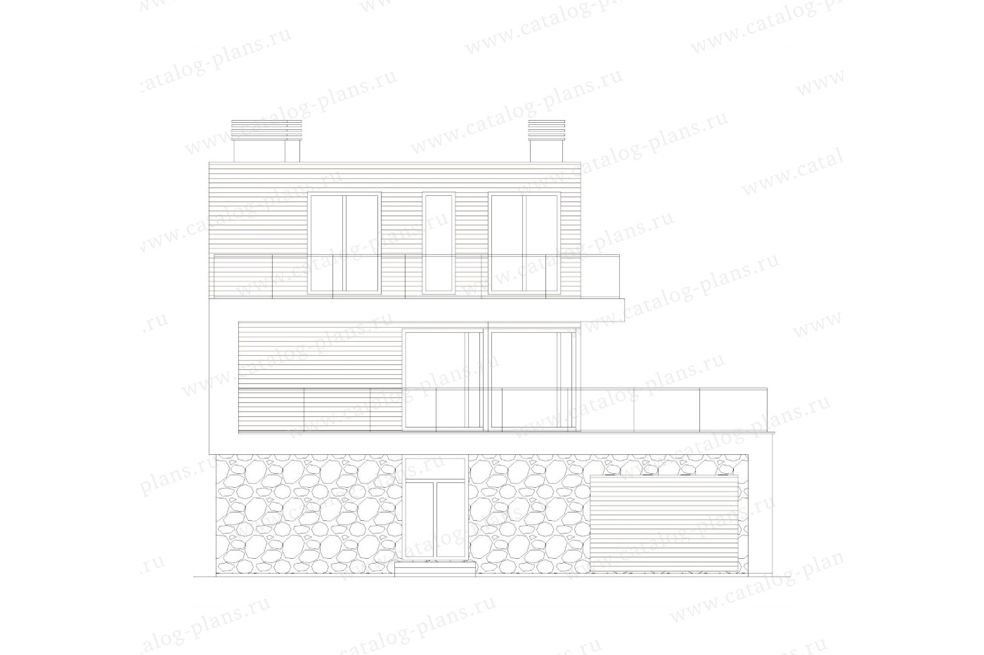 Проект 62-71EAC, жилой дом, материал - монолитный ж/б каркас с заполнением газобетонными блоками 400, количество этажей - 3, архитектурный стиль - хай-тек, фундамент - монолитная ж/б плита