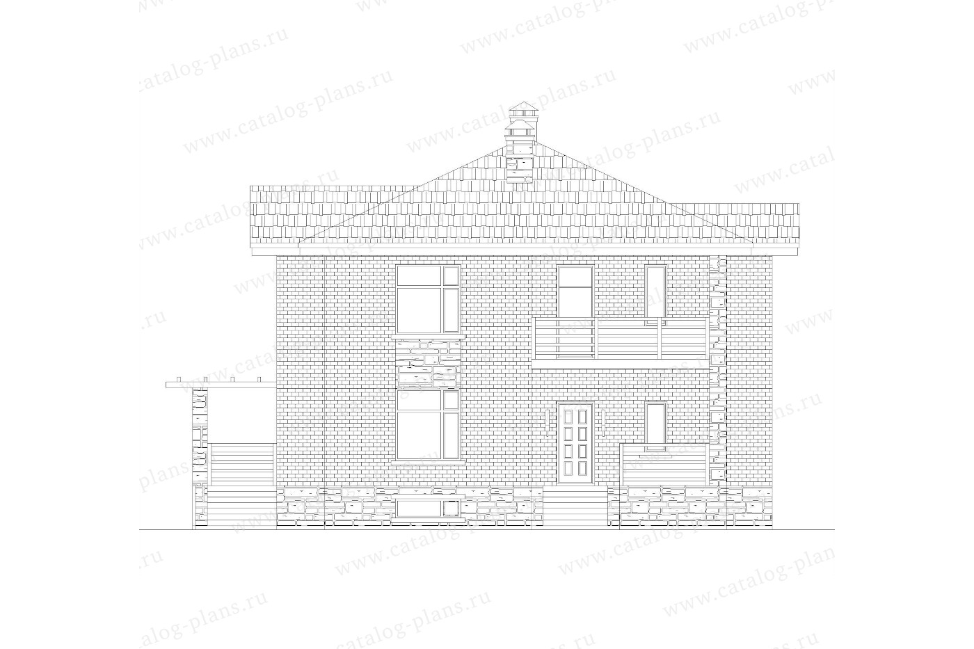 Проект 58-49AKL, жилой дом, материал - поризованный керамический блок 380, количество этажей - 2, архитектурный стиль - классический, фундамент - монолитная ж/б плита