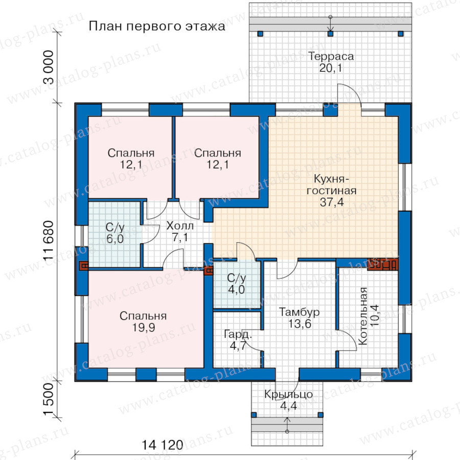 План 1-этажа проекта 58-70FBK