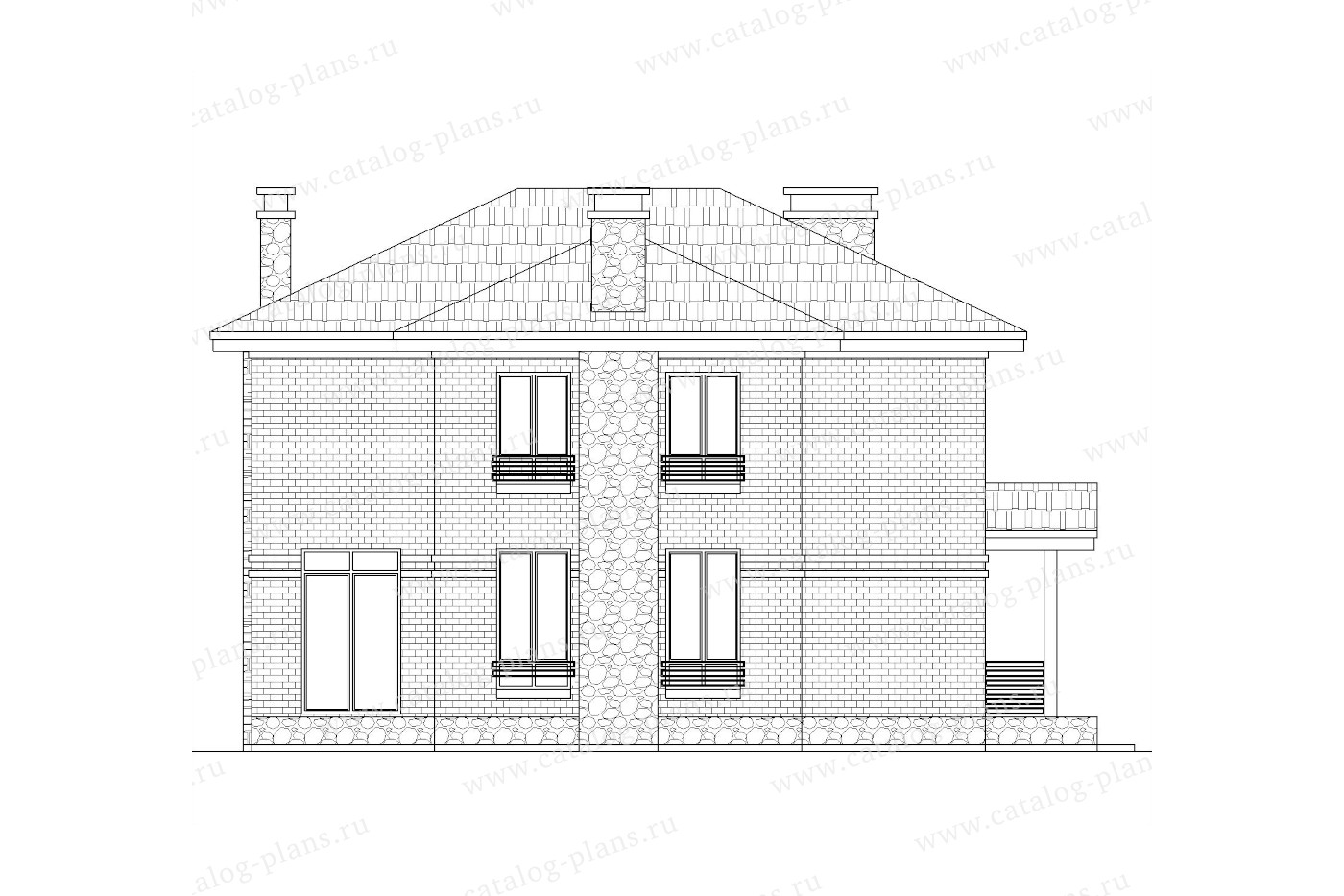 Проект 58-79AP, , материал - газобетонные блоки 375, количество этажей - 2, архитектурный стиль - европейский, фундамент - монолитная ж/б плита