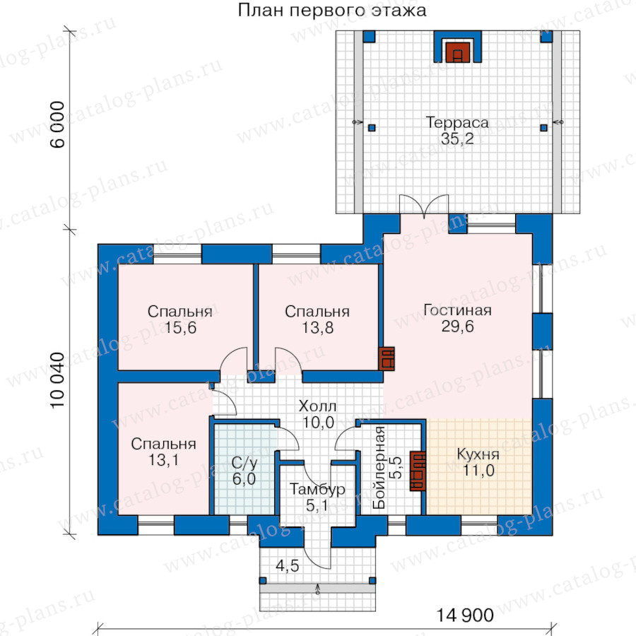 План 1-этажа проекта 58-90KBL