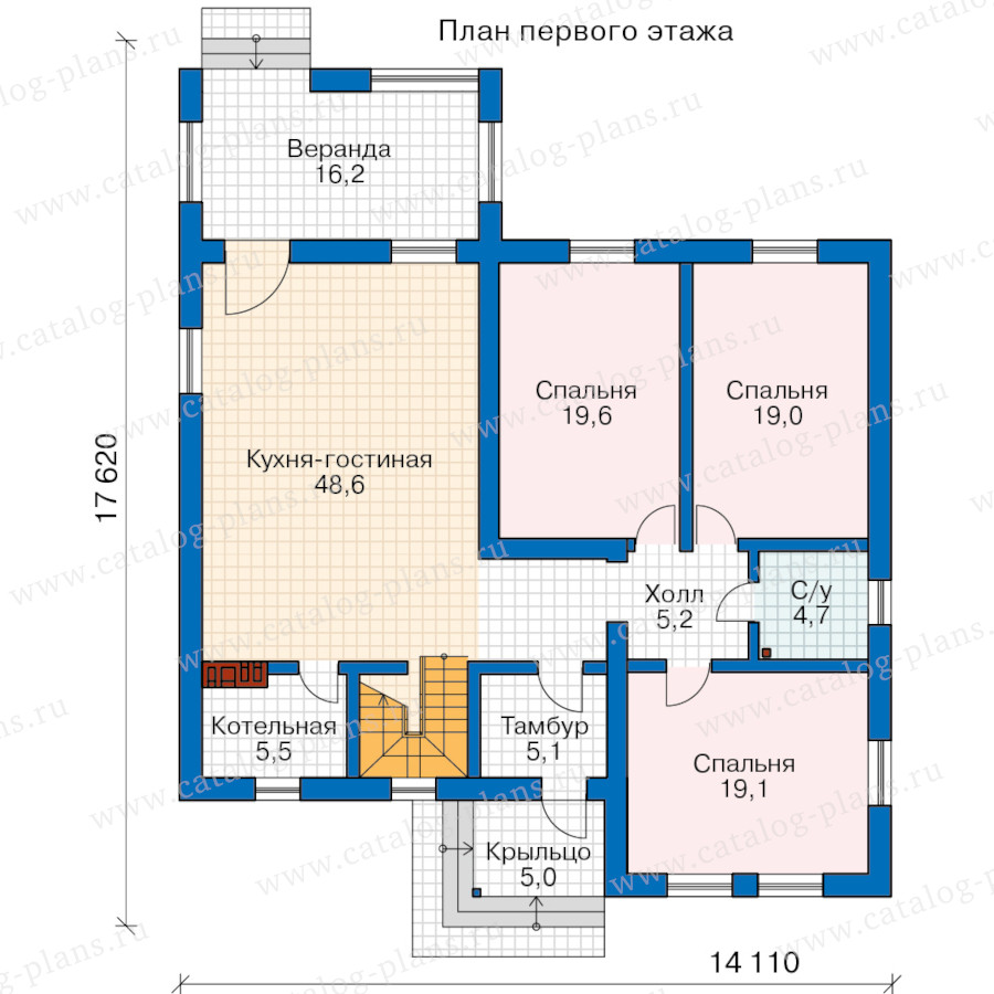 План 1-этажа проекта 58-70ZB