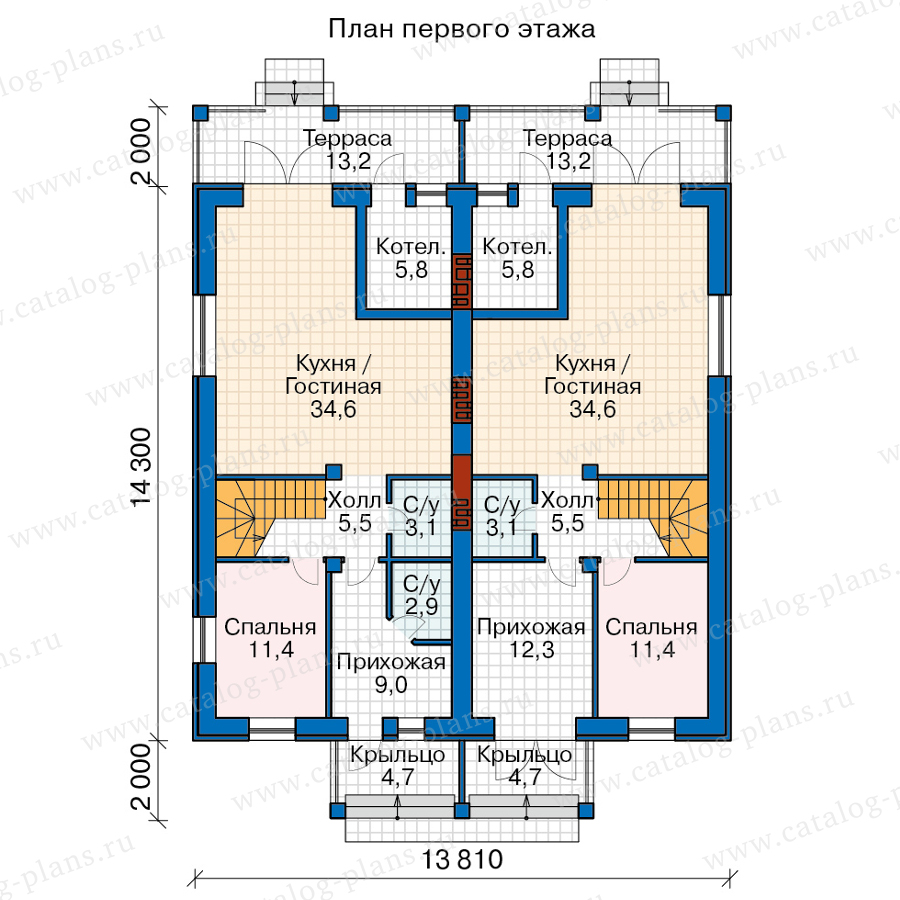 План 1-этажа проекта 45-94BK2L