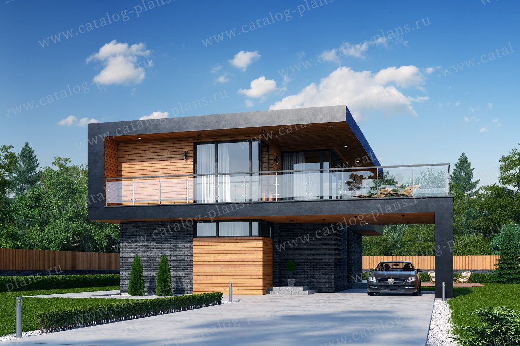Проект 62-71D, жилой дом, материал - монолитный ж/б каркас с заполнением газобетонными блоками 400, количество этажей - 2, архитектурный стиль - хай-тек, фундамент - монолитная ж/б плита