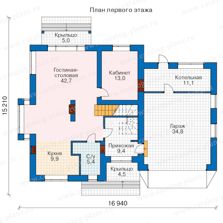 План 1-этажа проекта 45-16W