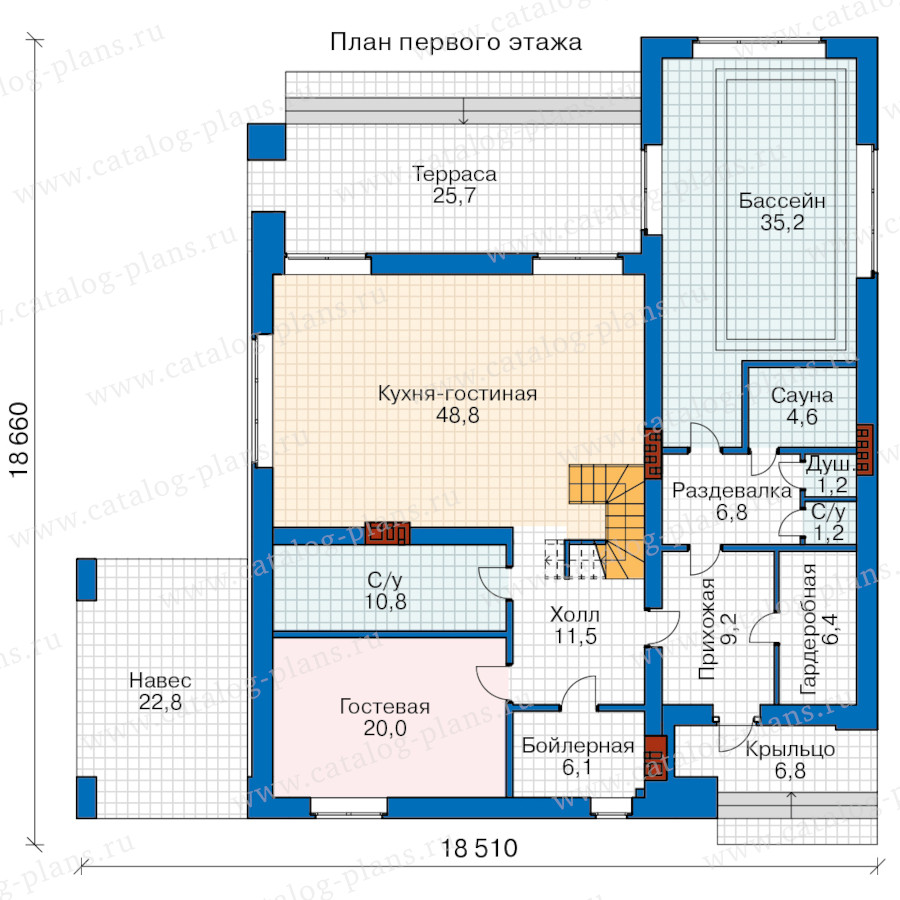 План 1-этажа проекта 63-42NB