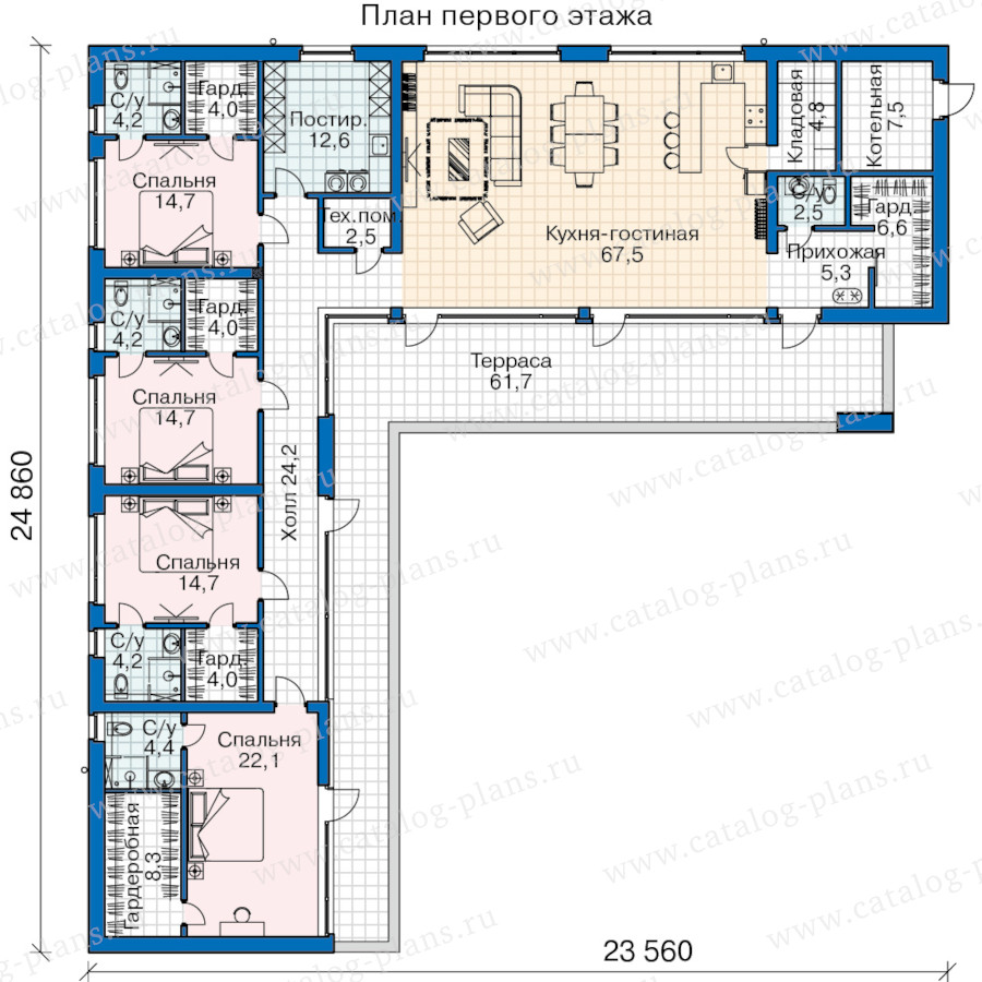 План 1-этажа проекта 68-78M