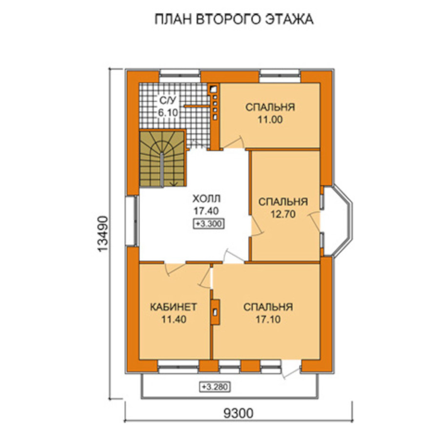 План 2-этажа проекта 32-68