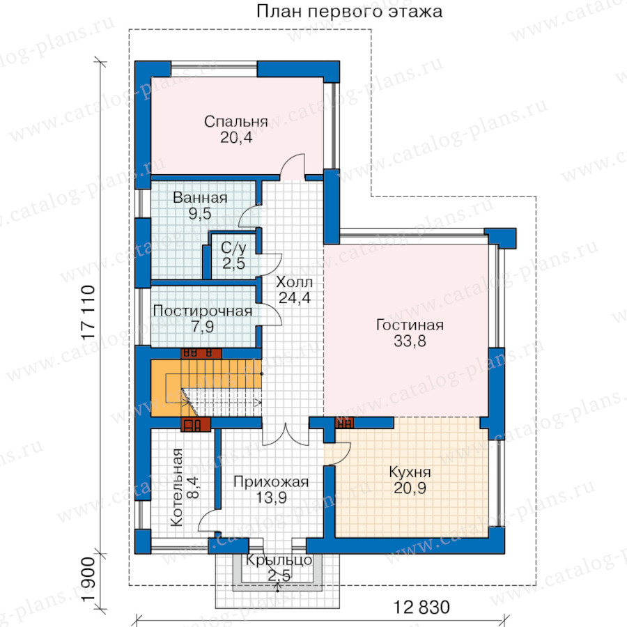 План 1-этажа проекта 62-68DEL