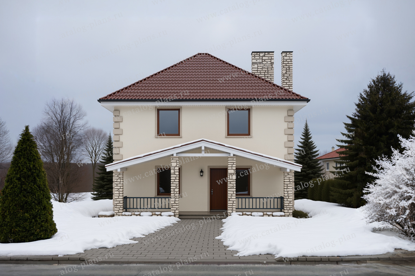 Проект жилой дом #40-04Q материал - газобетон, стиль 